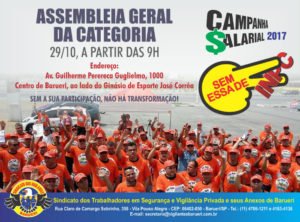 Sindicato dos Vigilantes realiza assembleia neste sábado