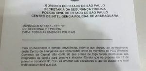 Investigador que espalhou boato sobre possível ataque do PCC deve ser afastado