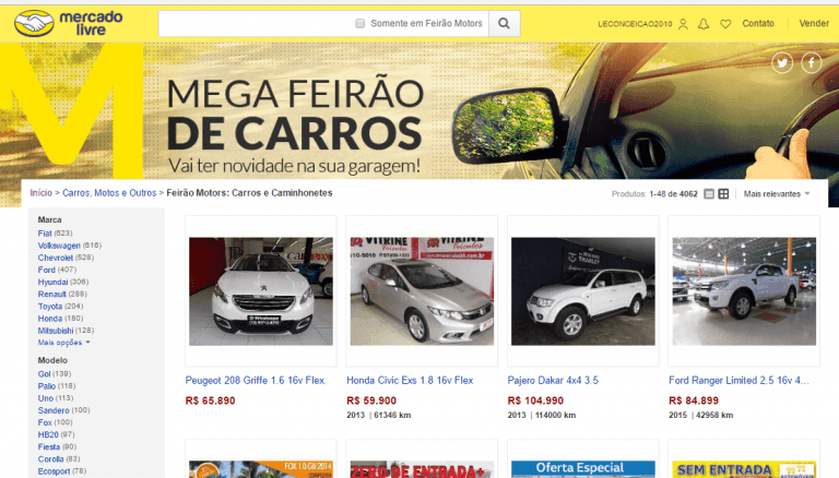 Mercado Livre Classificados realiza Mega Feirão de Carros online com preços abaixo da tabela