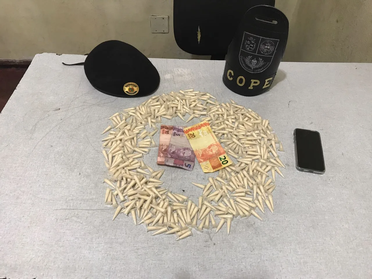 Cápsulas de cocaína apreendidas