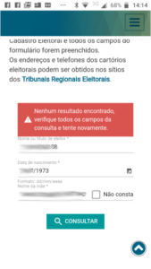 Site do TSE não retorna informações sobre local de votação
