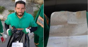 Garis de Osasco recebem bilhetes de moradores durante coleta de lixo em meio à quarentena
