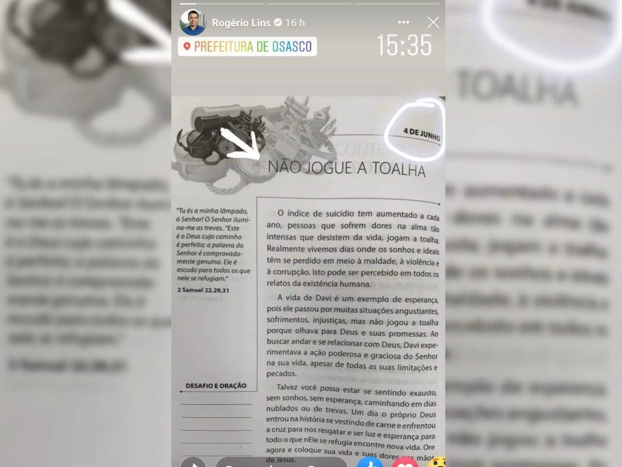 Prefeito de Osasco posta mensagem conta suicídio