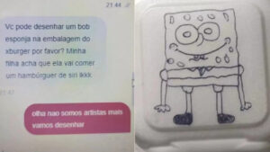 criança pede hamburguer de siri do bob esponja