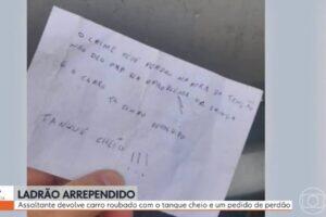 ladrão devolve carro tanque cheio