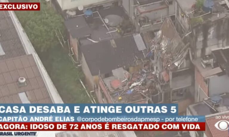 Idoso de 72 anos é socorrido após desabamento de casa em Carapicuíba