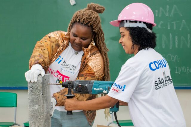 concreto rosa mulheres construção civil