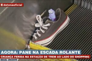 menina prende pé escada rolante estação osasco