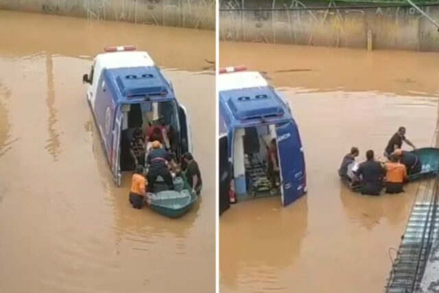 enchente ambulância Itapevi
