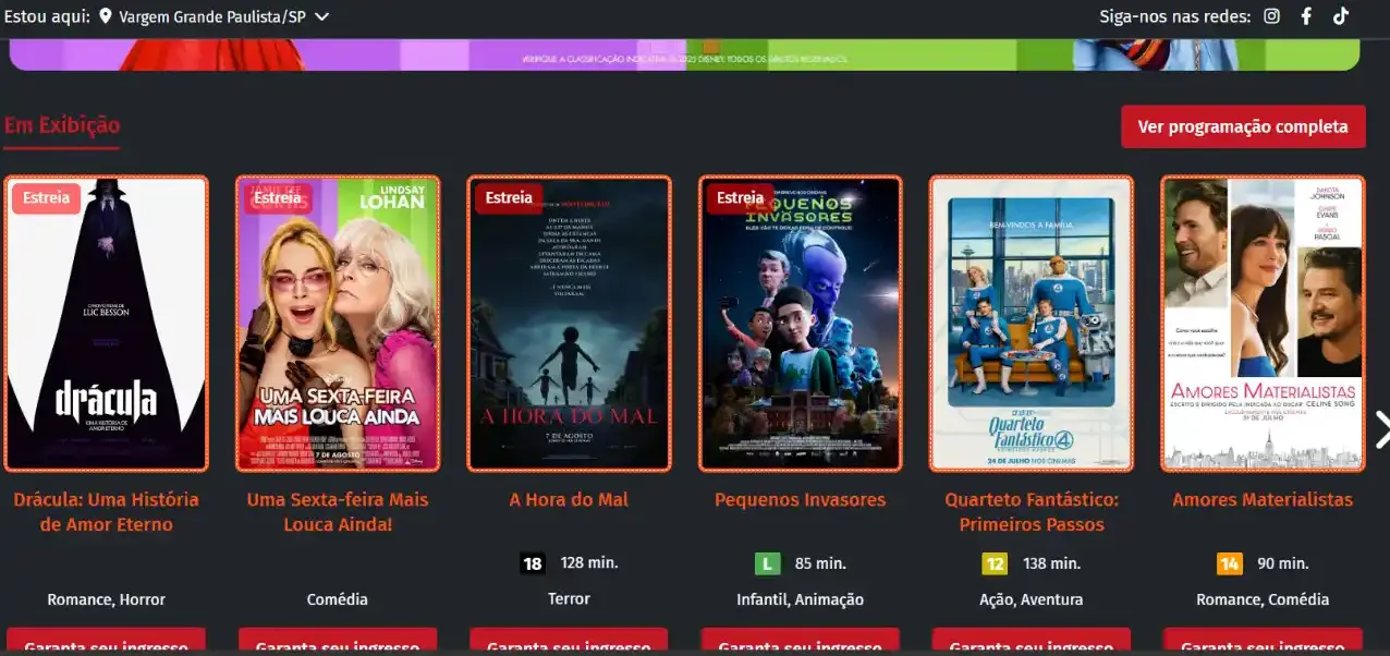 programação cinema central park