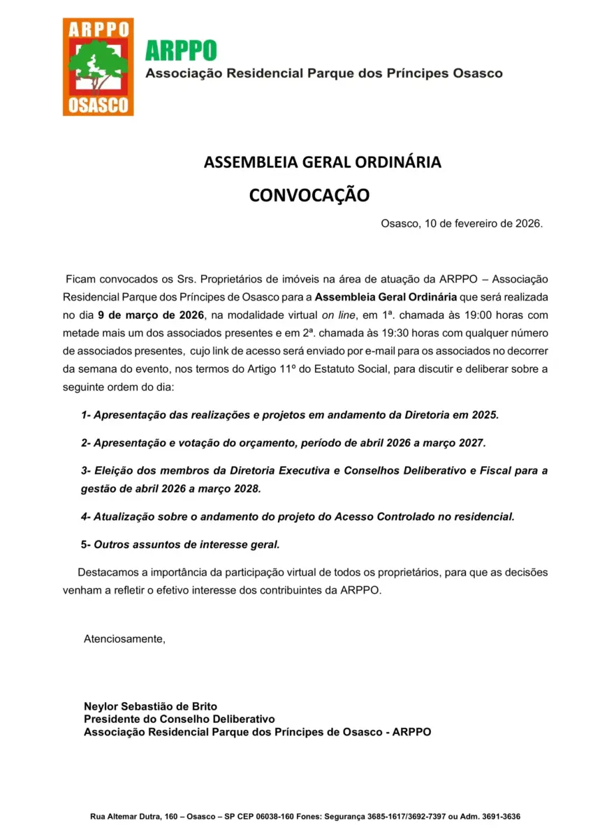 convocação assembleia mar 2026 pelo conselho