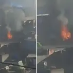 carro pega fogo em carapicuíba