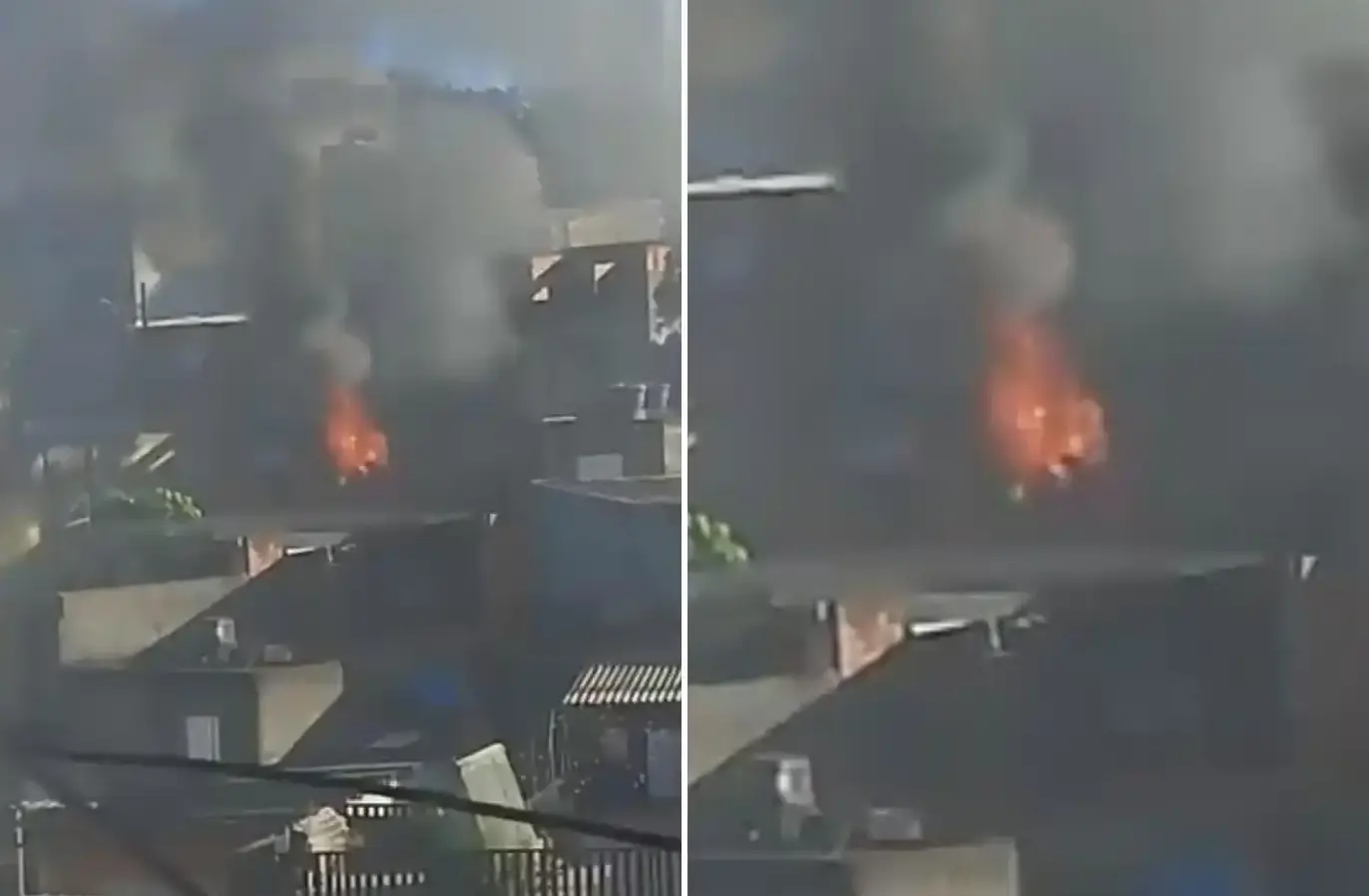 carro pega fogo em carapicuíba