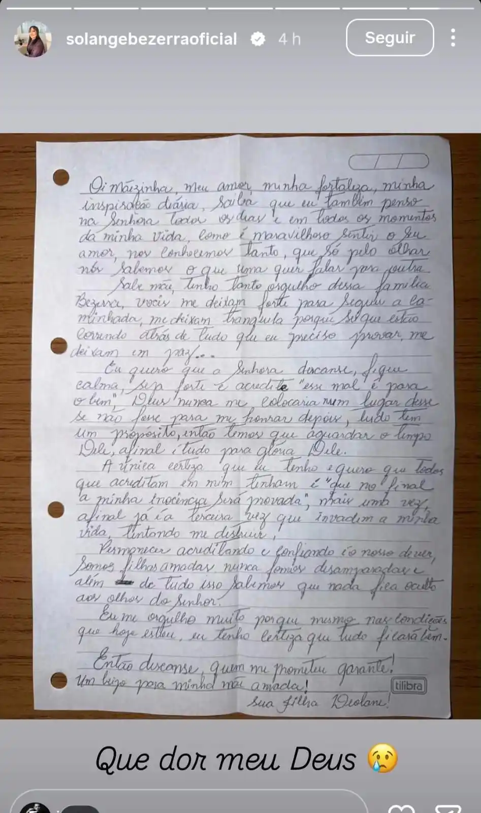 carta deolane para a mae