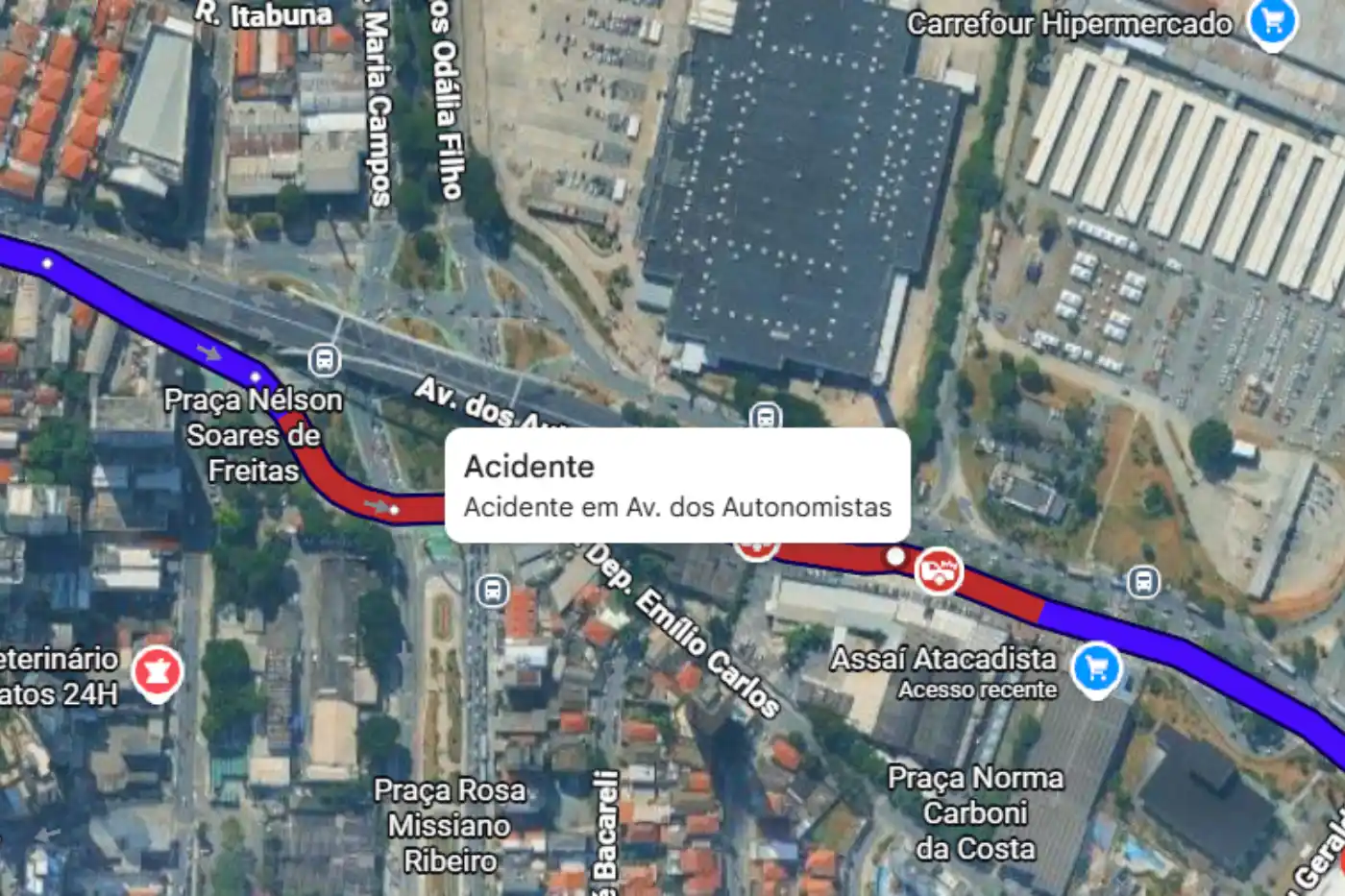 acidente avenida dos autonomistas mapa