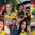 famosos com lula e flavio bolsonaro