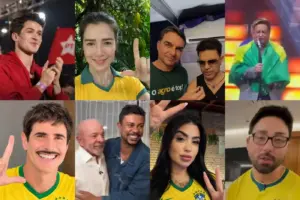 famosos com lula e flavio bolsonaro